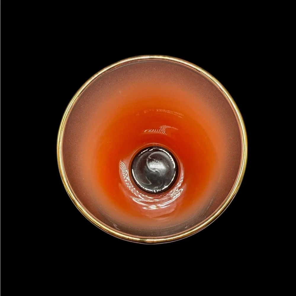 Blendo Vintage Tumblers & Juice Glasses Set of 4 Frosted Orange Gold Rim MCM